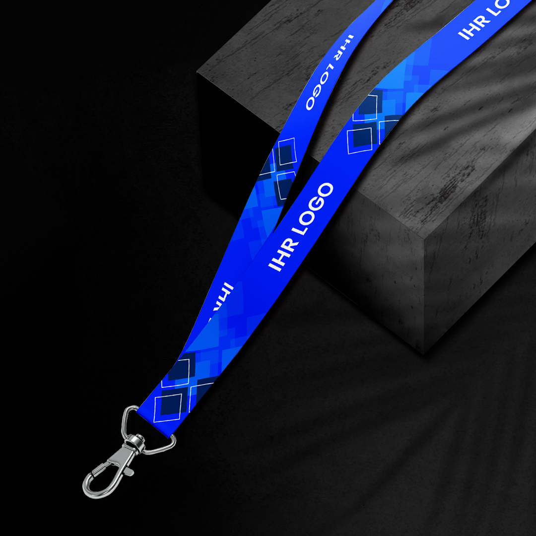 Schlüsselband Lanyard Lara blau mit Logo und Premium-Design