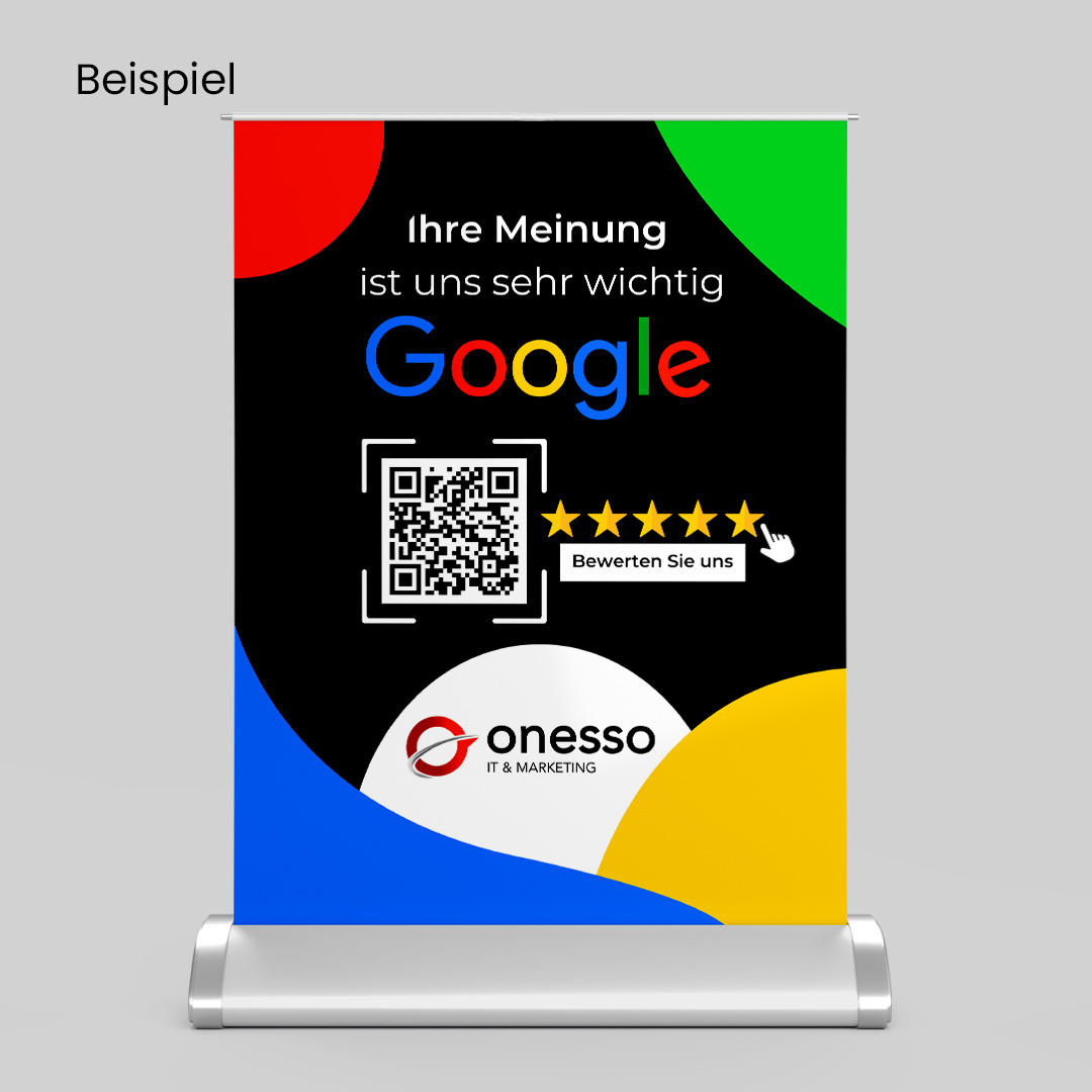 Mini-Roll-Up DIN A4 für Google-Bewertungen black mit QR-Code+Logo-2.image