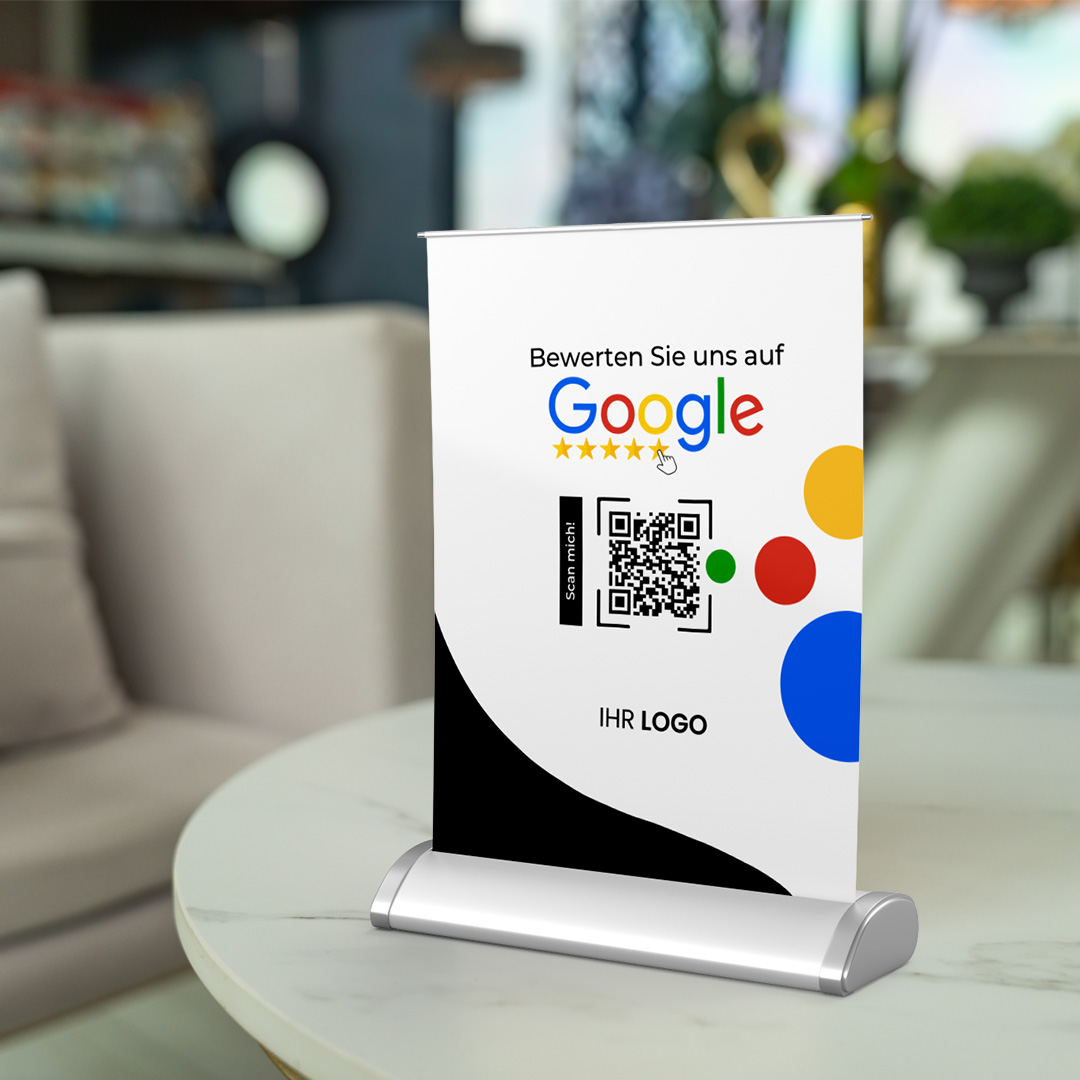 Mini-Roll-Up DIN A4 für Google-Bewertungen white mit QR-Code+Logo-5.image